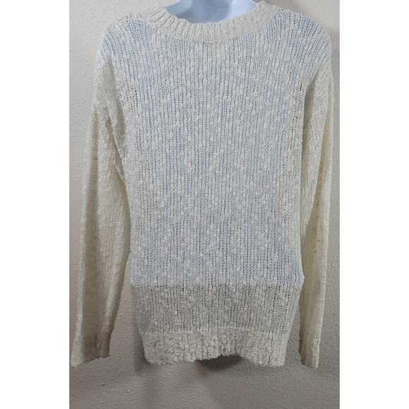 Ellison Ellison White Teal Orange Popcorn Knit Aztec Sweater Top Large Soft - Picture 3 of 5